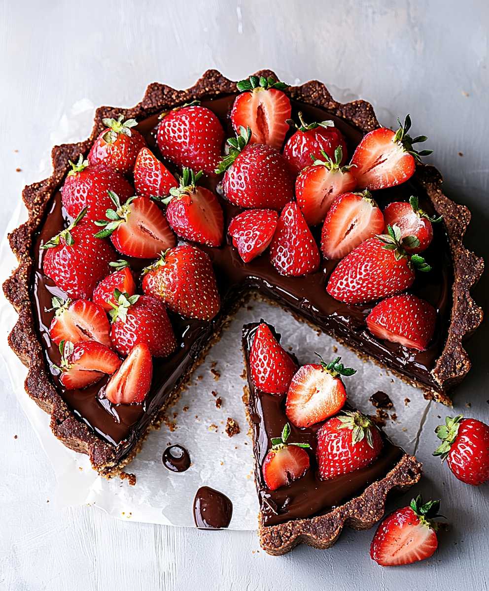 Dark Chocolate Strawberry Tart