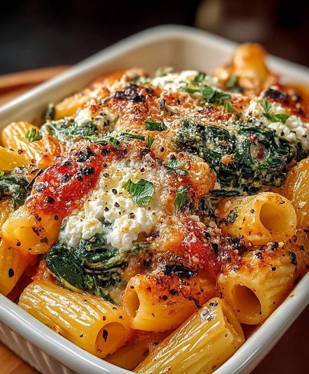Baked Rigatoni Spinach Ricotta