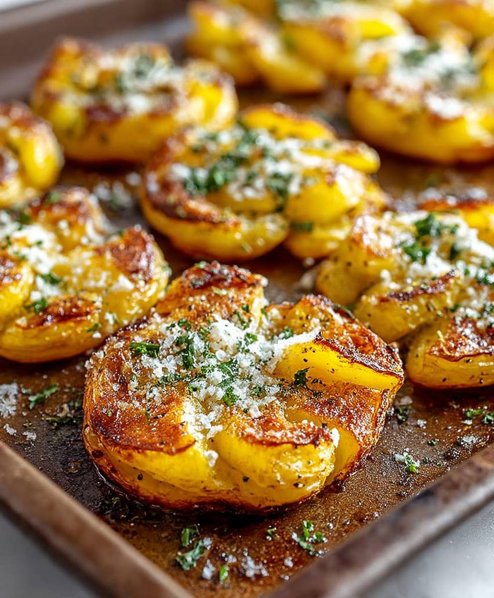 Garlic Parmesan Smashed Potatoes