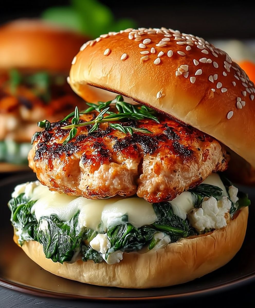 Spinach chicken burgers