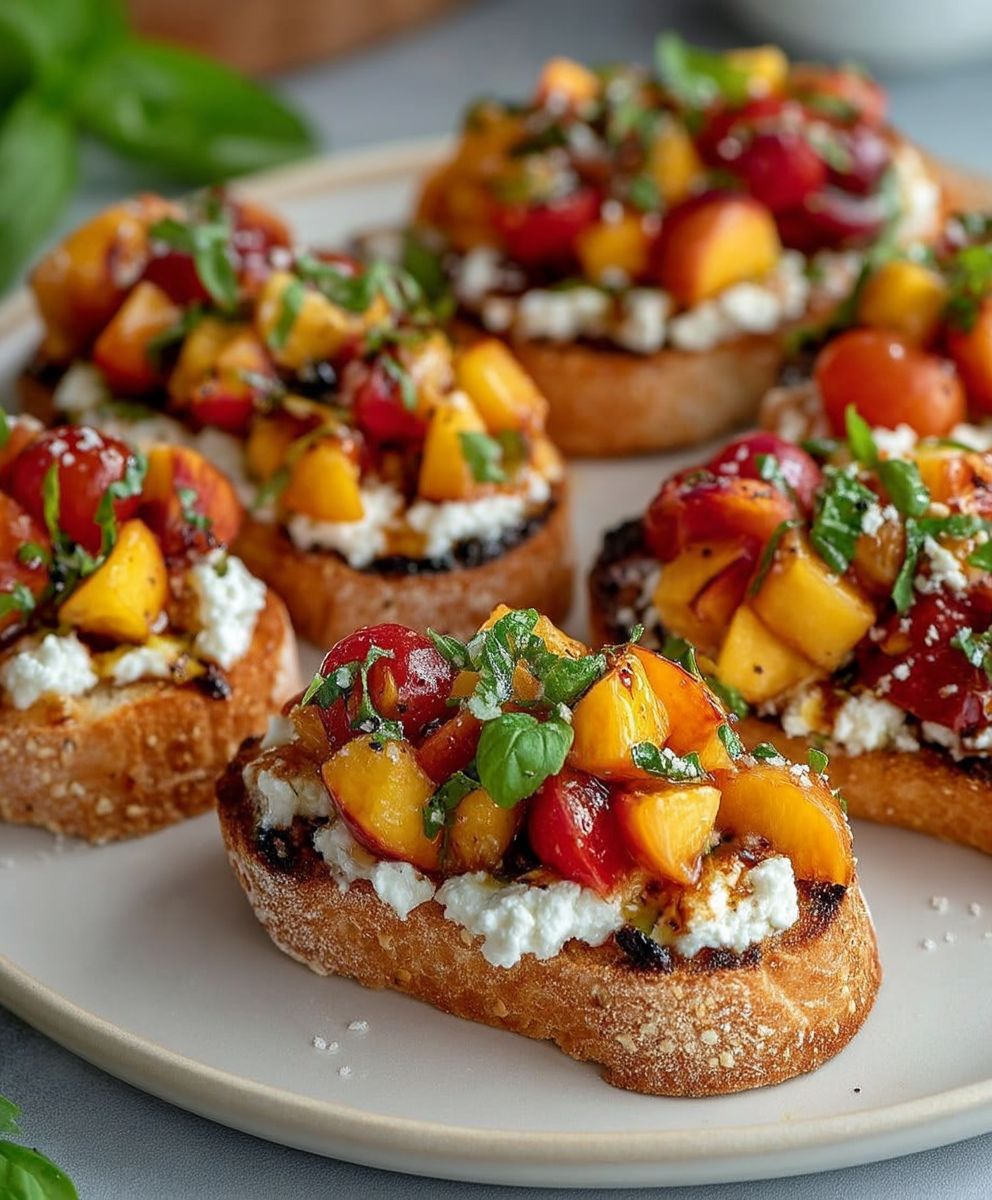 Peach Bruschetta Whipped Ricotta