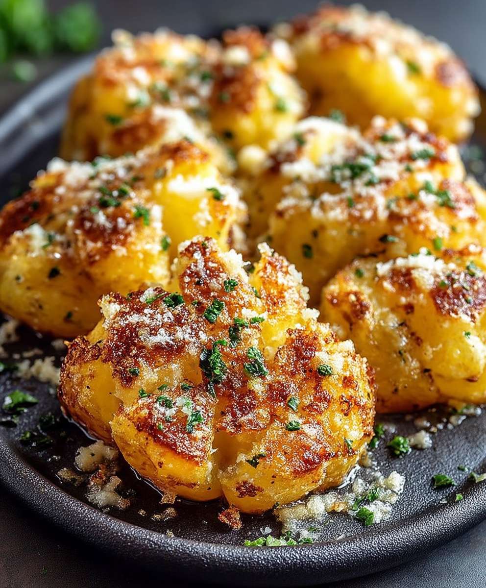 Garlic Parmesan Smashed Potatoes