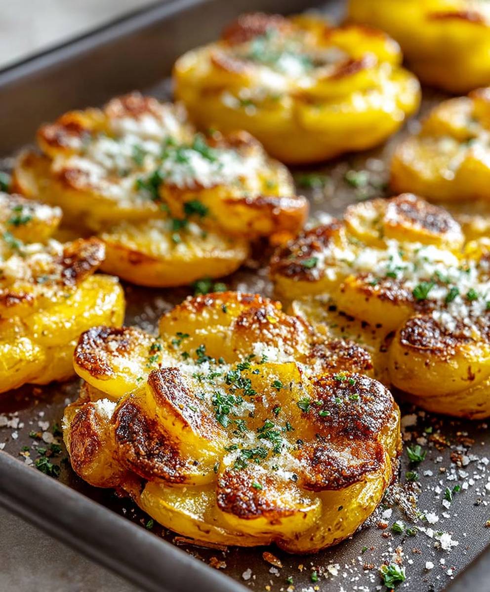 Garlic Parmesan Smashed Potatoes