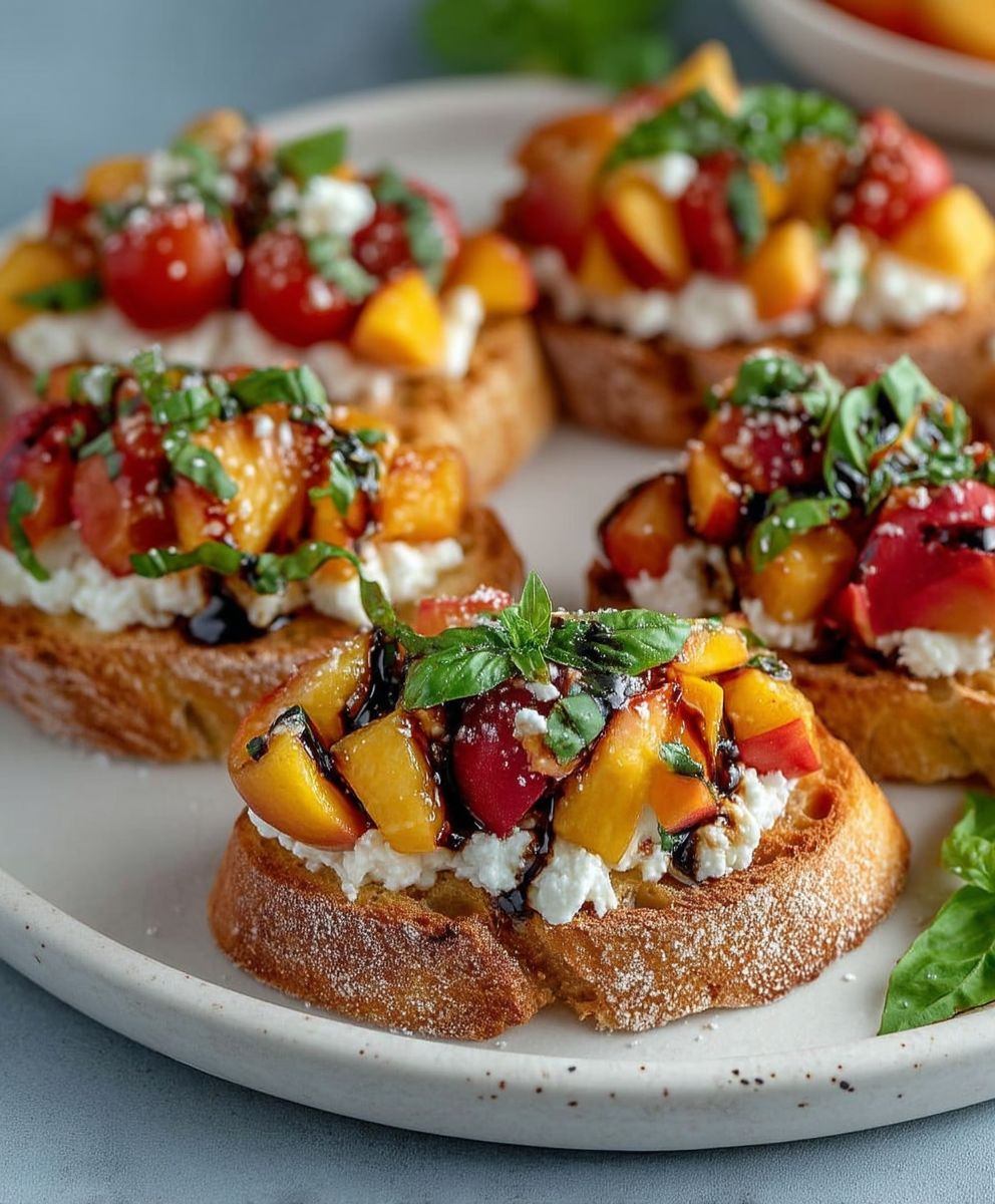 Peach Bruschetta Whipped Ricotta