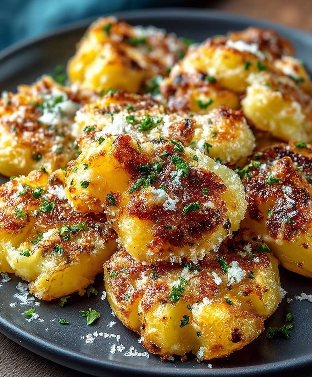 Garlic Parmesan Smashed Potatoes