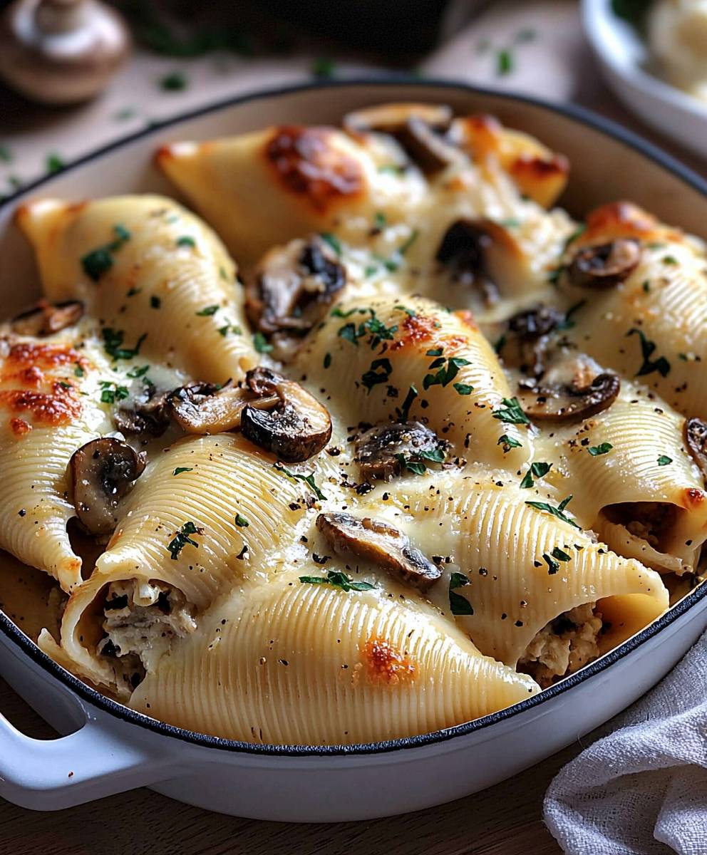 Creamy Garlic Mushroom Shells
