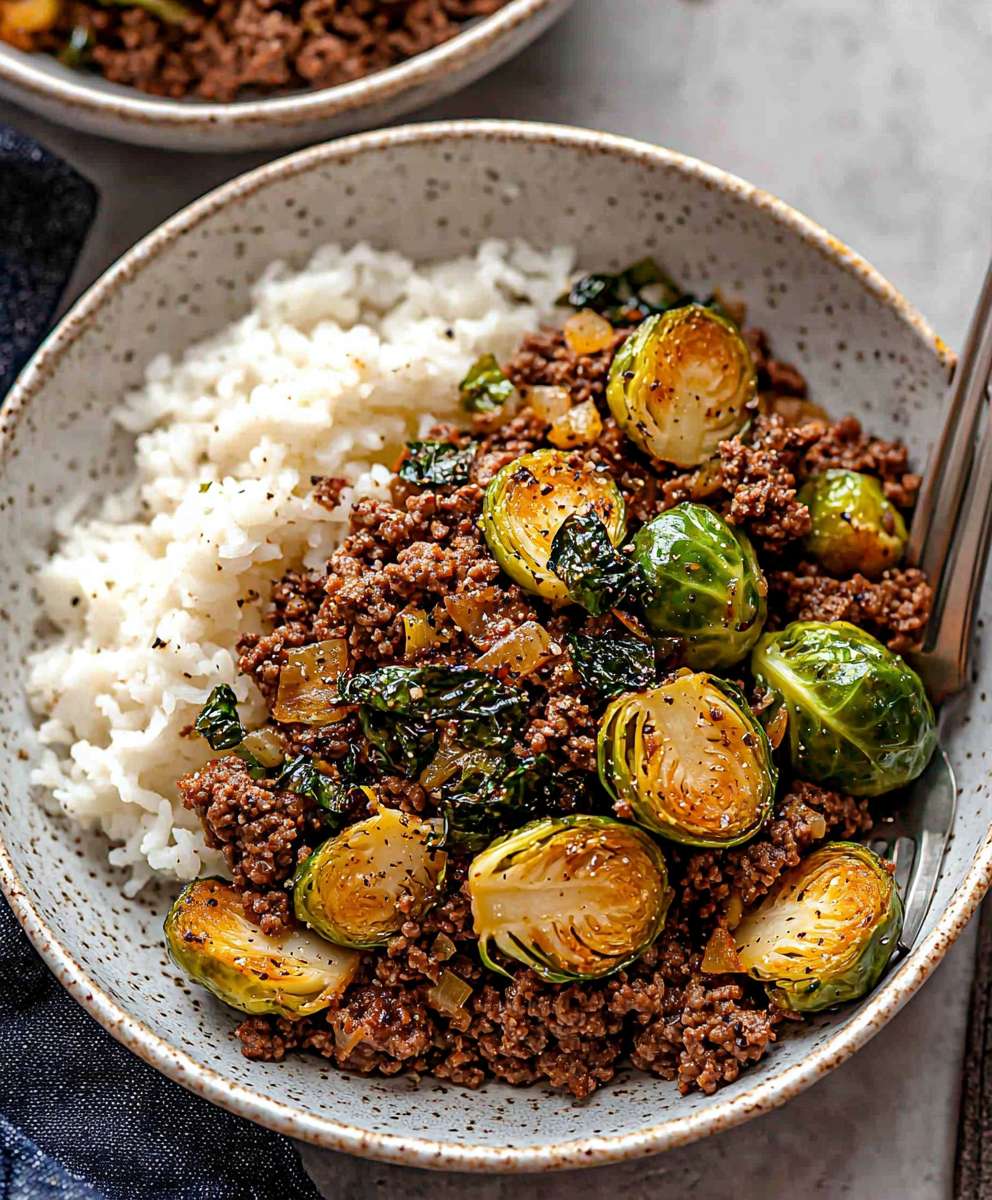 Ground Beef Brussels Sprouts