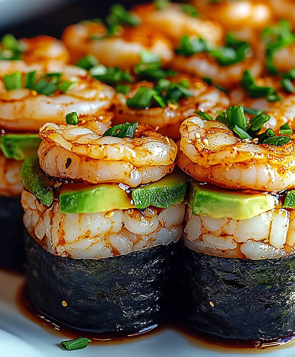 Spicy Shrimp Sushi Stacks