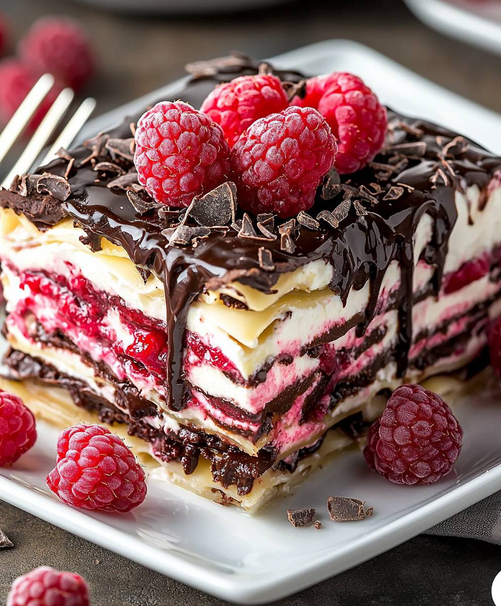Raspberry Dark Chocolate Lasagna