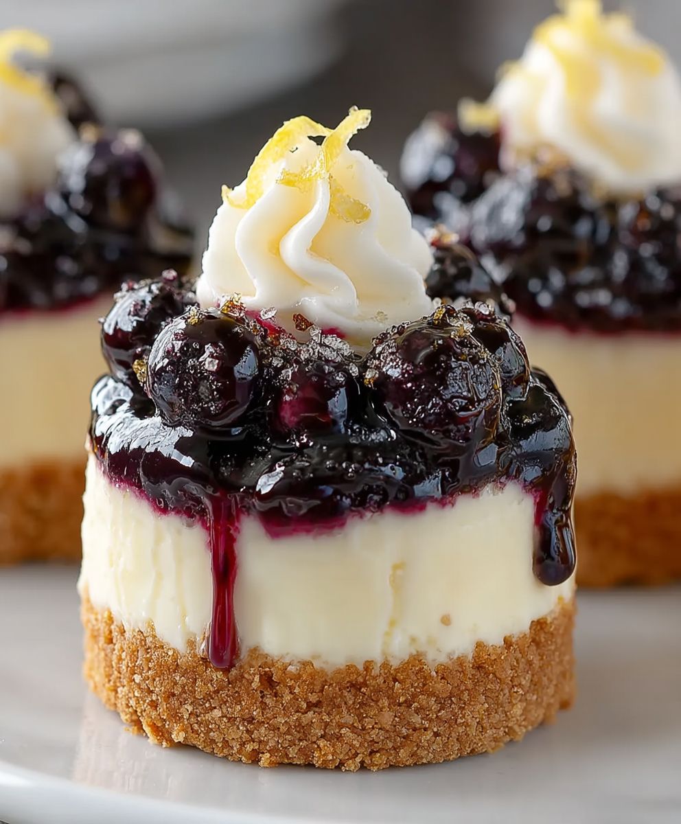Lemon Blueberry Mini Cheesecakes