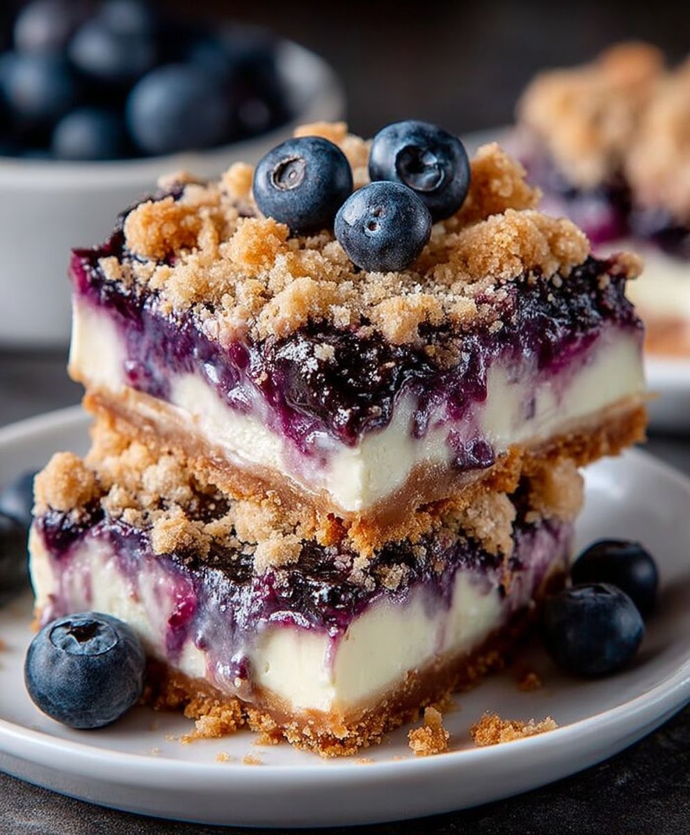 Blueberry crisp cheesecake bars