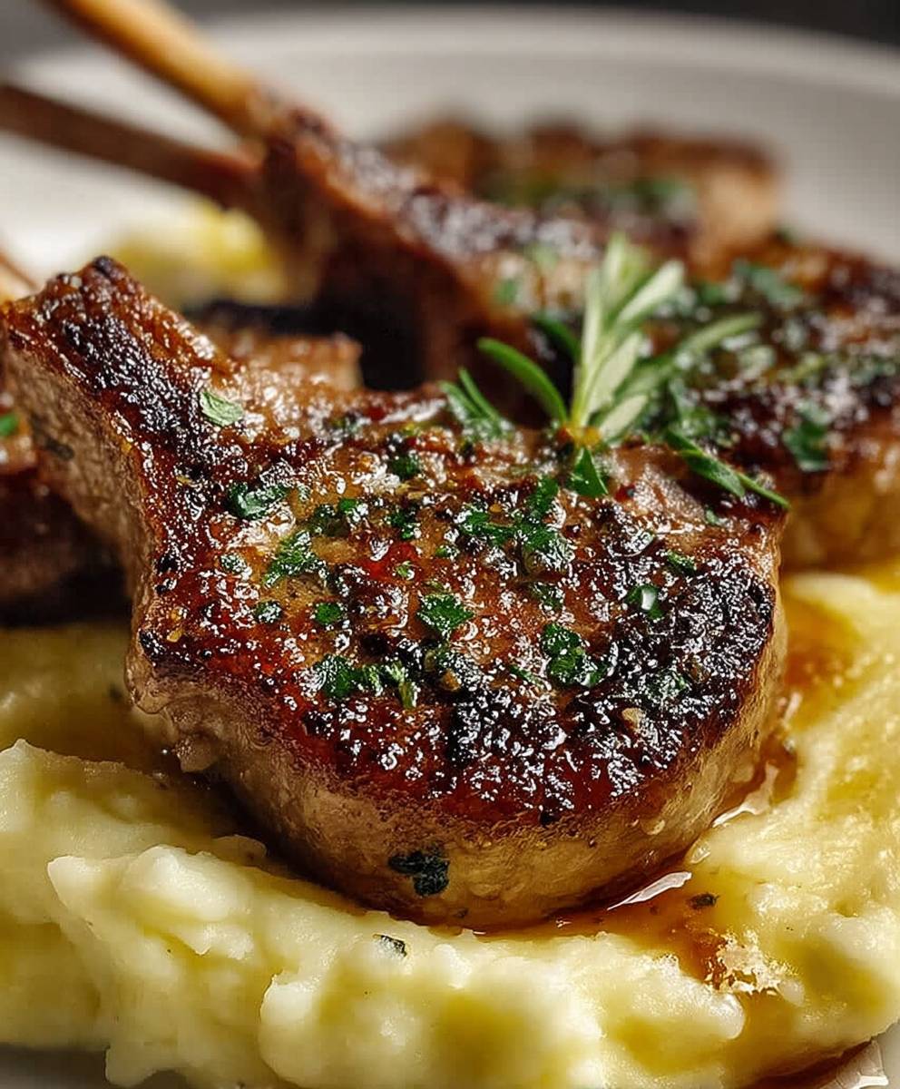 Garlic Lamb Chops Mashed Potatoes