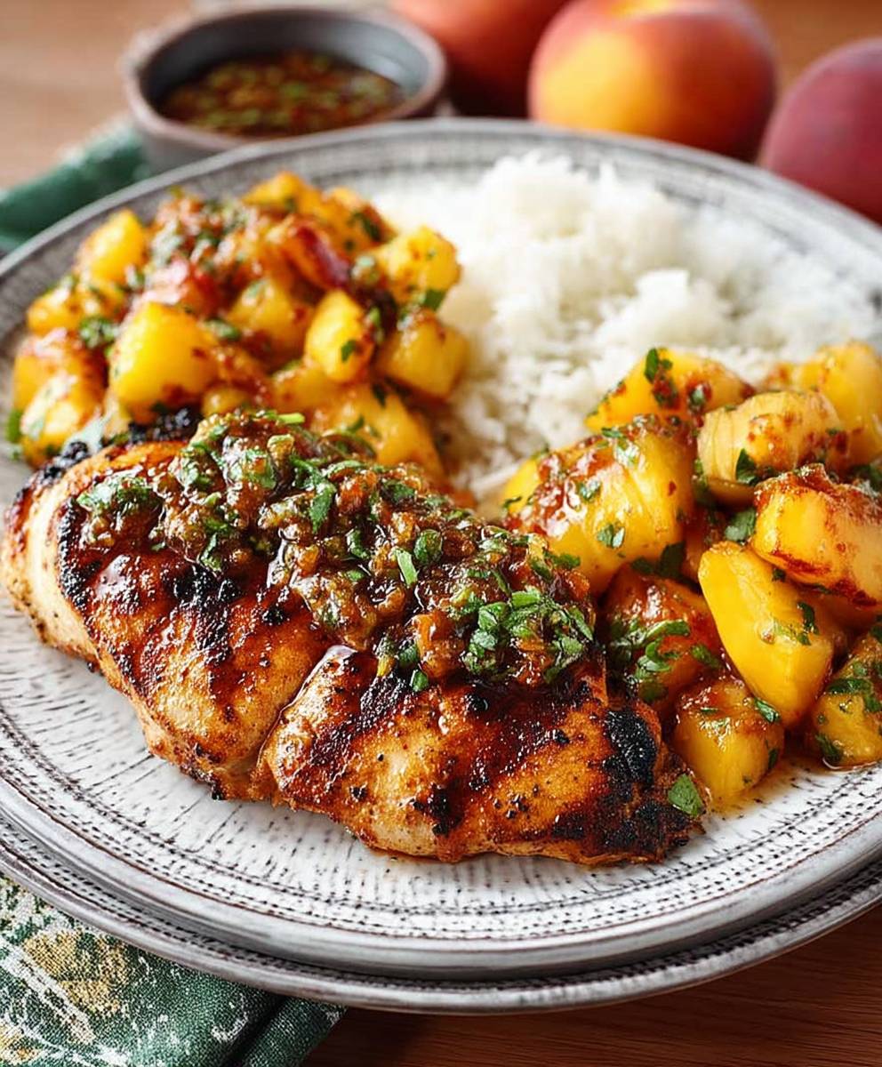 Peach chipotle grilled chicken