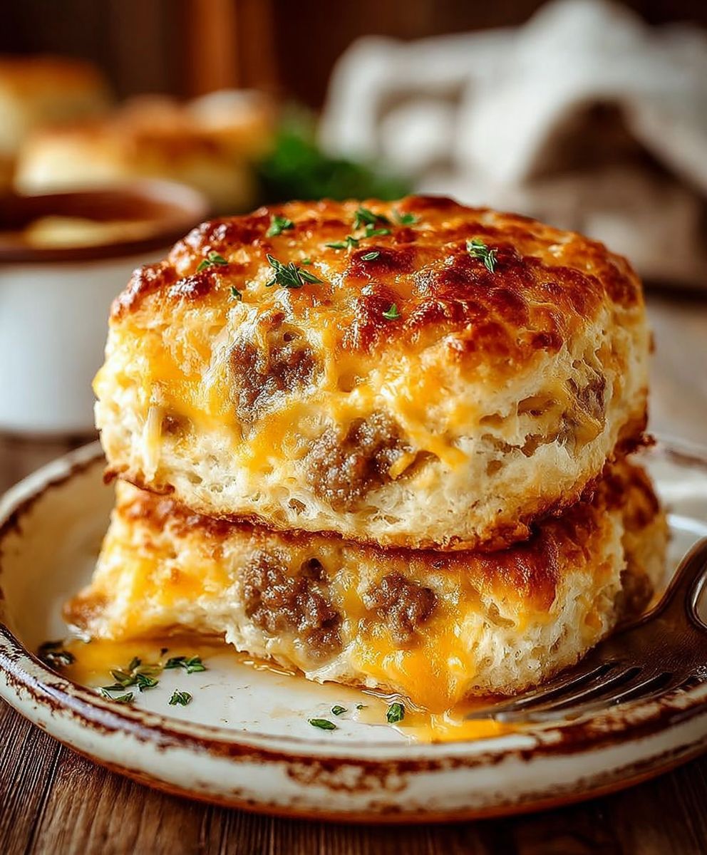 Sausage cheese butter swim biscuits