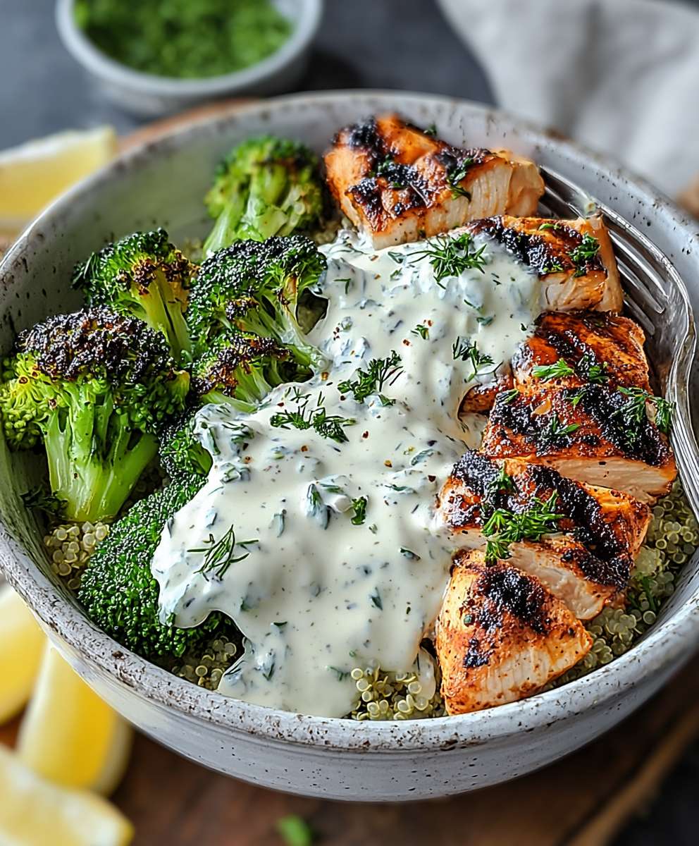 Grilled chicken broccoli bowl
