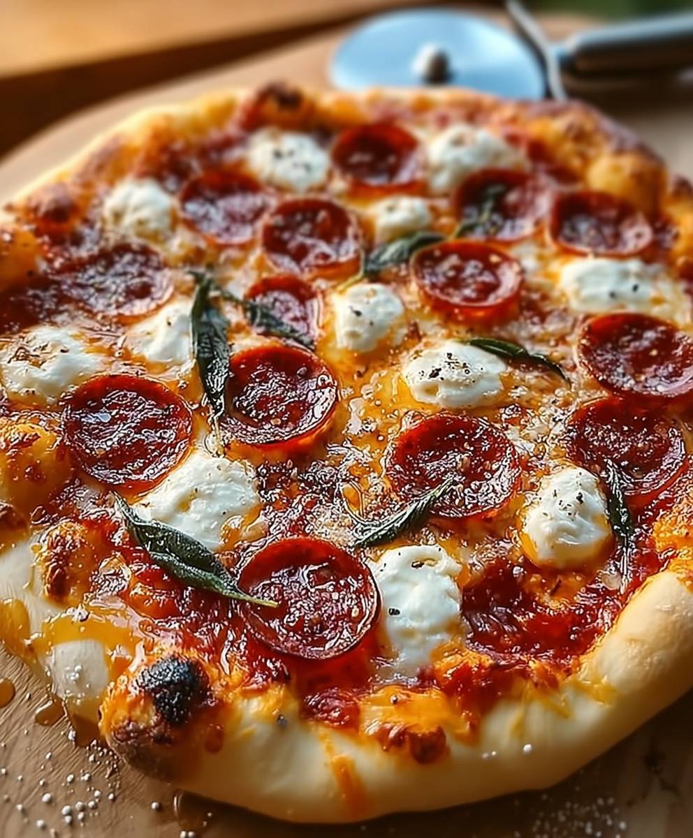 Hot Honey Pepperoni Ricotta Pizza
