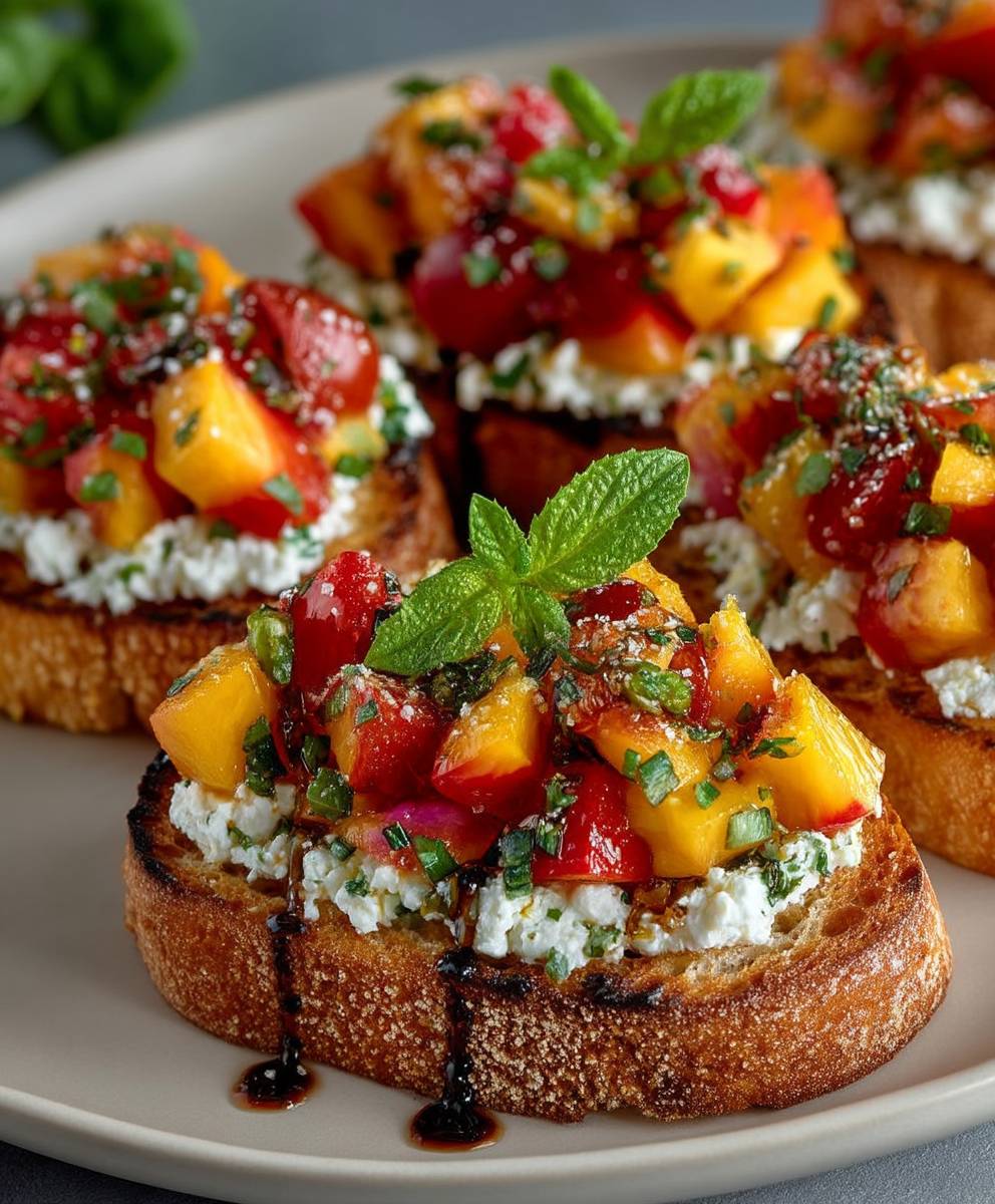 Peach Bruschetta Whipped Ricotta