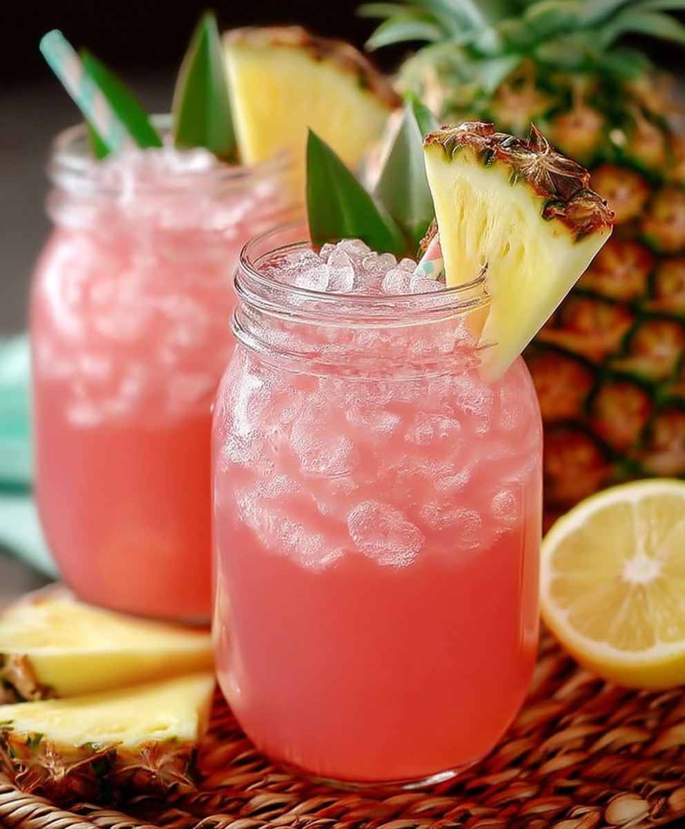 Pineapple pink lemonade drink