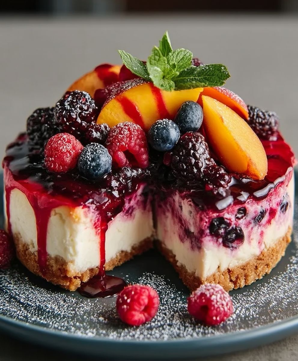 Berry Peach Cheesecake