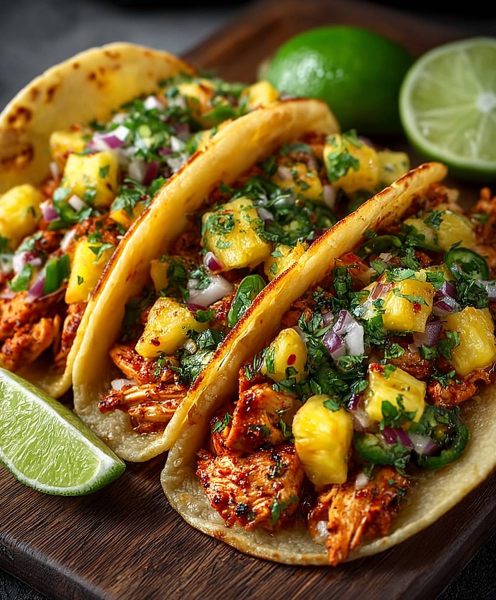 Pineapple chicken tacos