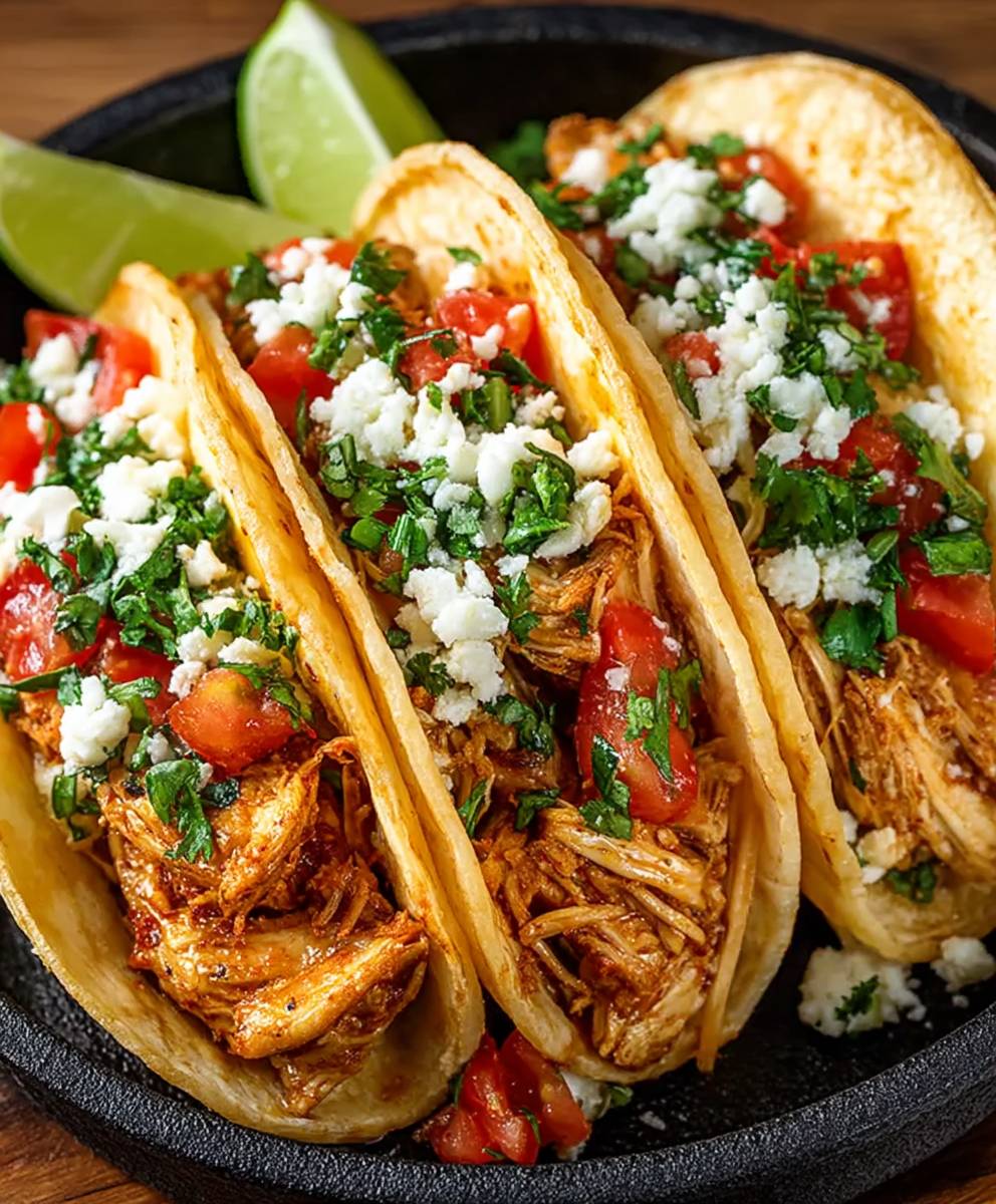 Shredded chicken tacos