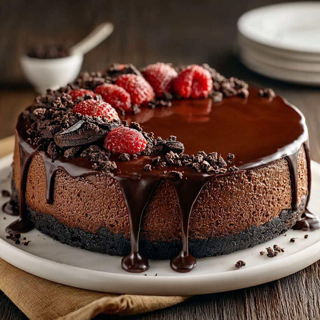 Dark chocolate cheesecake