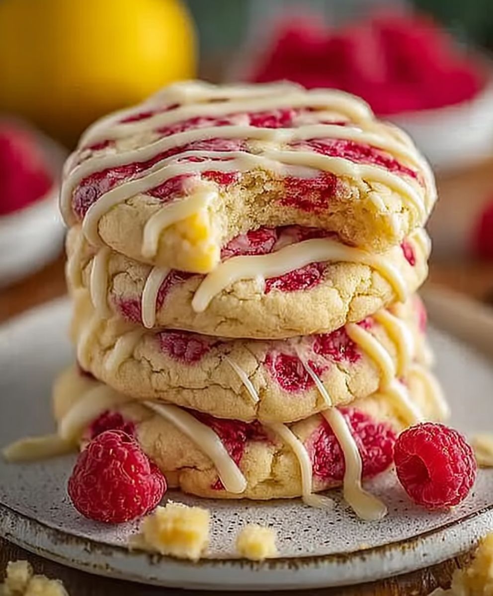 Lemon Raspberry White Chocolate Cookies