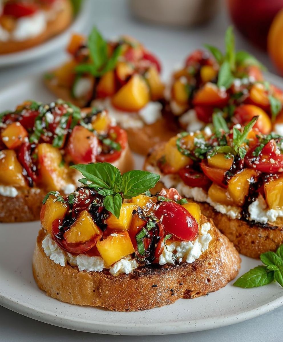 Peach Bruschetta Whipped Ricotta