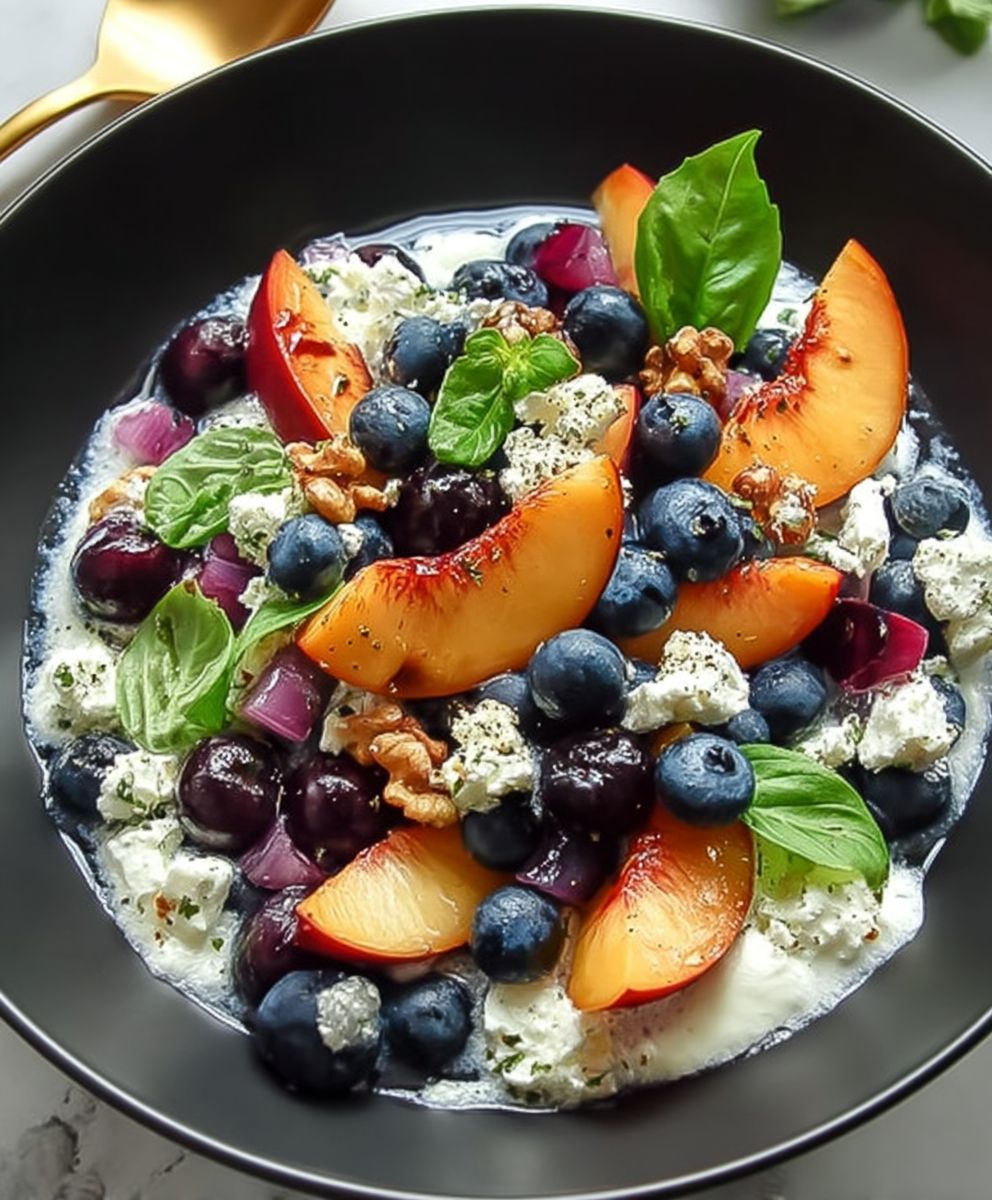Blueberry peach feta salad