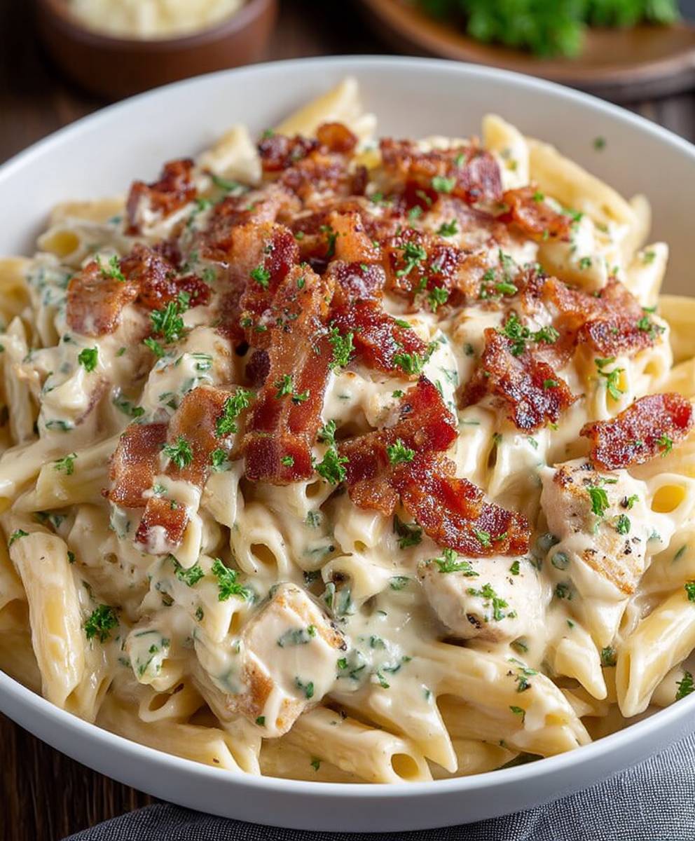Cream cheese bacon chicken pasta