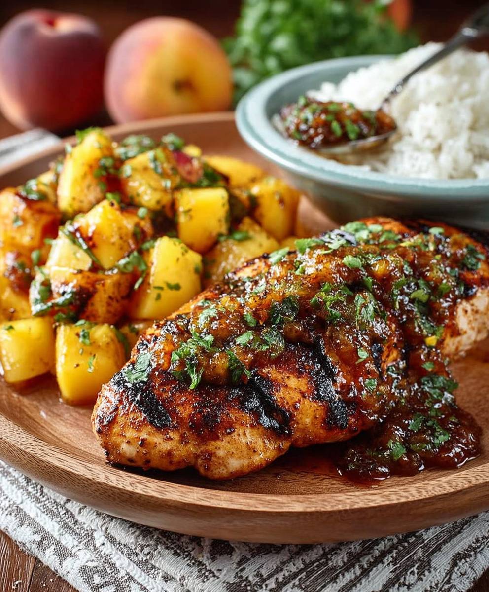 Peach chipotle grilled chicken