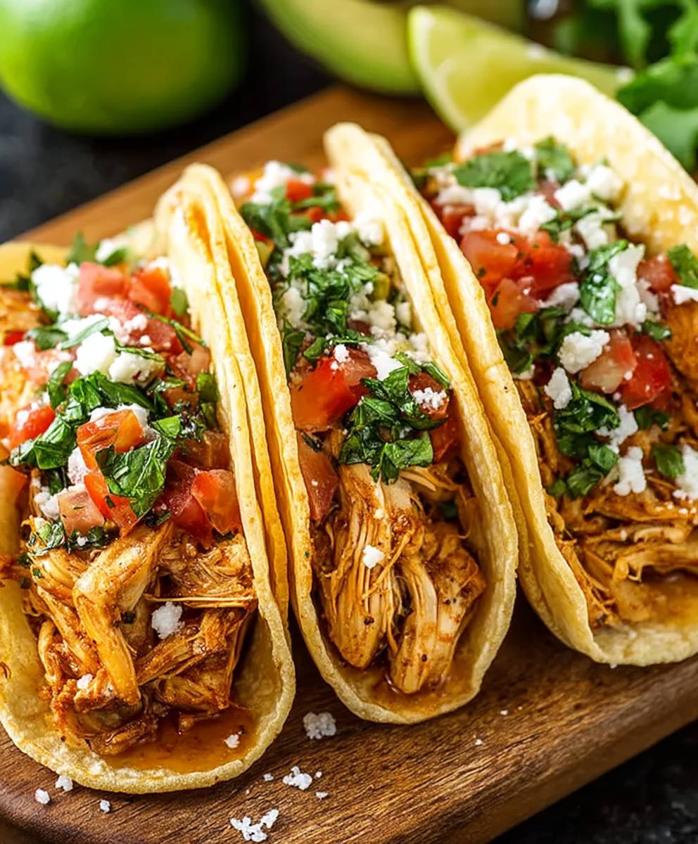 Shredded chicken tacos