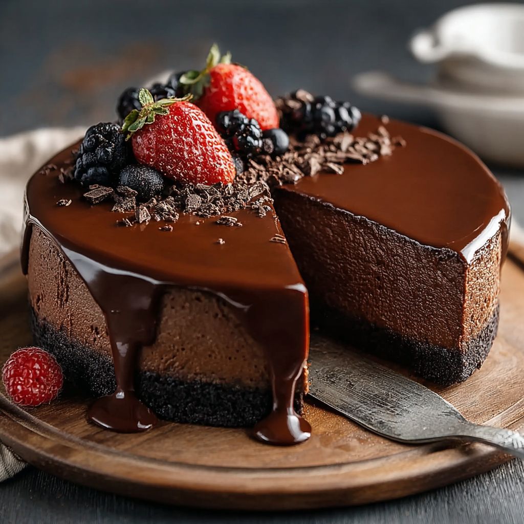 Dark chocolate cheesecake