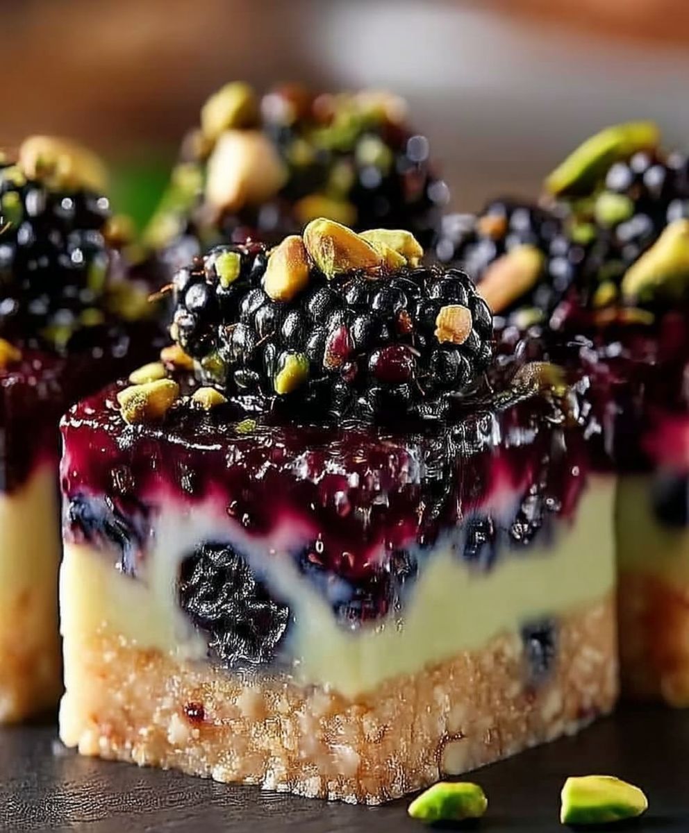 Blackberry Pistachio Dream Bars