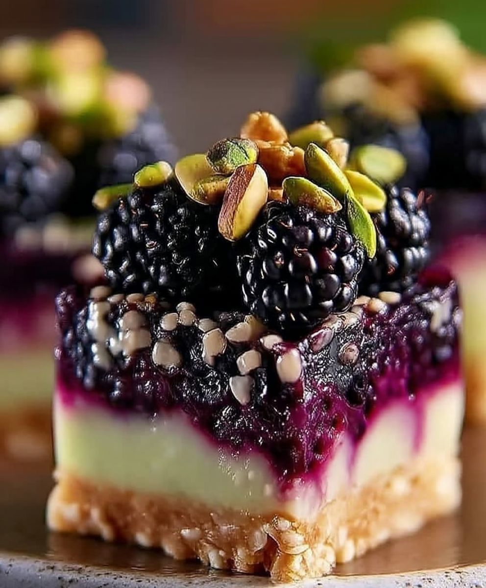 Blackberry Pistachio Dream Bars