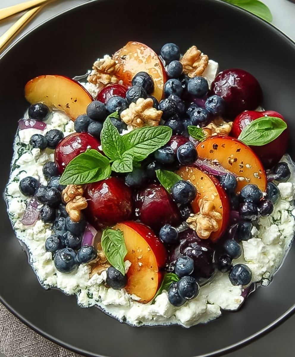 Blueberry peach feta salad