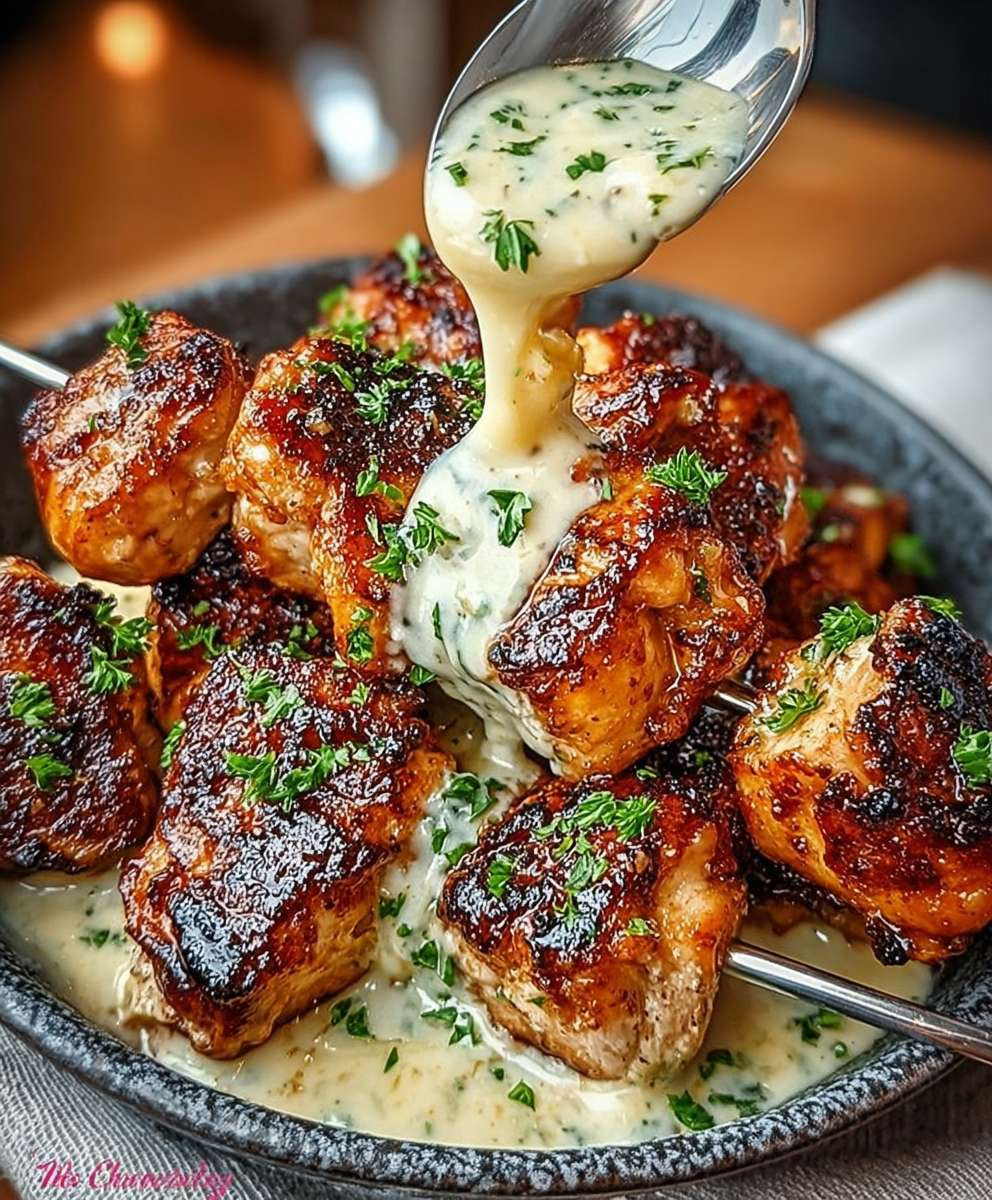 Grilled Chicken Bites Garlic Sauce