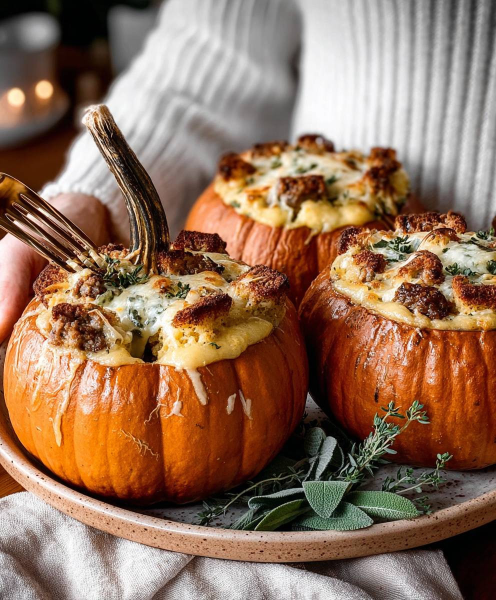Turkey sage stuffed pumpkins