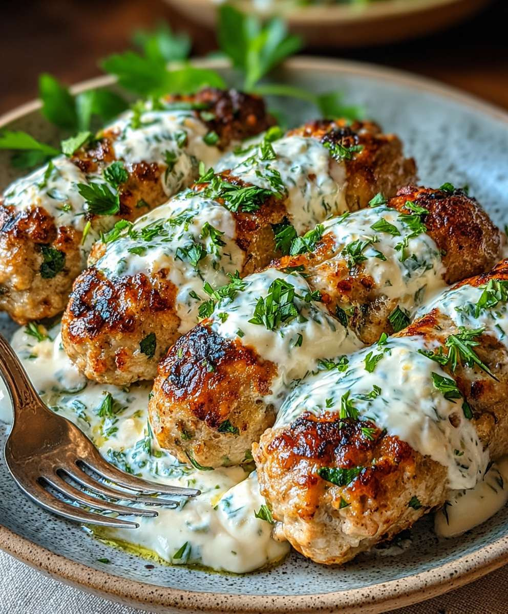 Chicken Kofta Garlic Yogurt Sauce