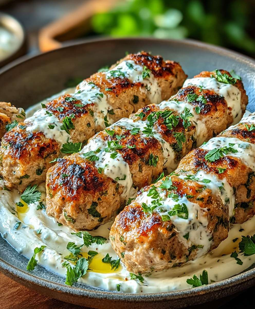 Chicken Kofta Garlic Yogurt Sauce