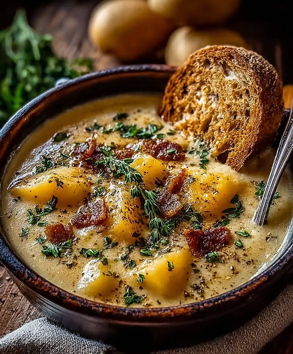 Cheddar Garlic Herb Potato Soup