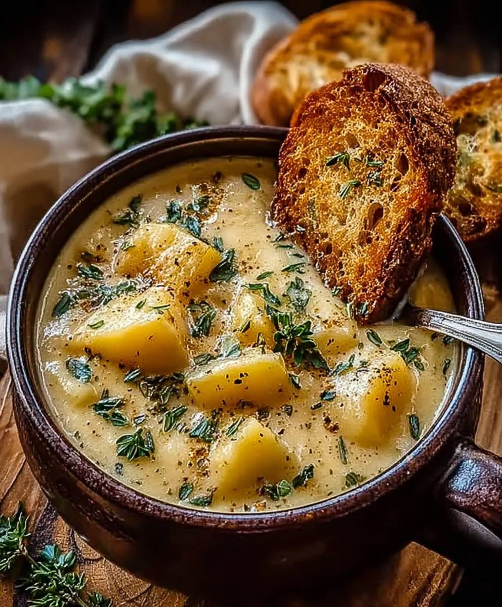 Cheddar Garlic Herb Potato Soup