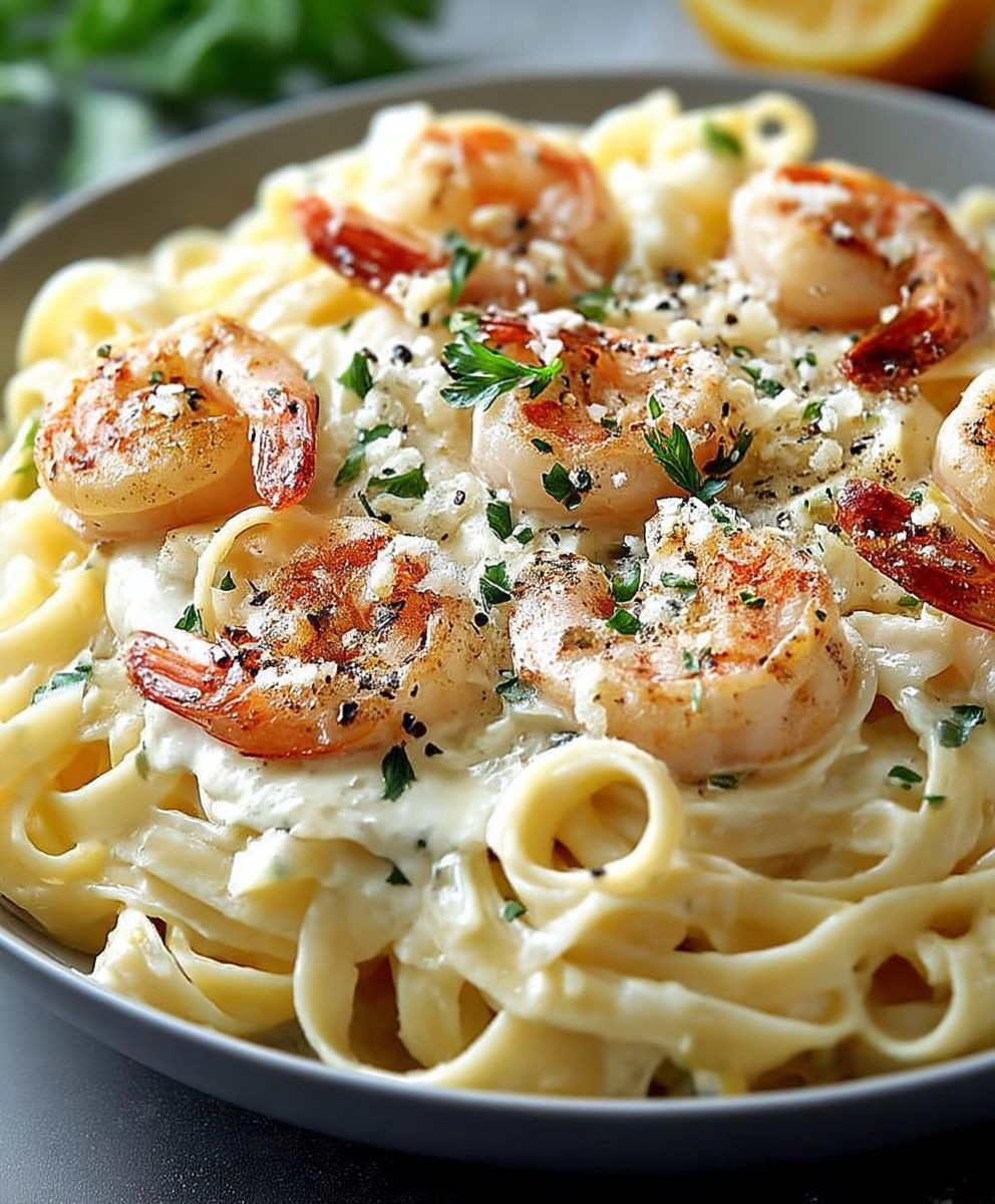Shrimp Alfredo quick easy dinner