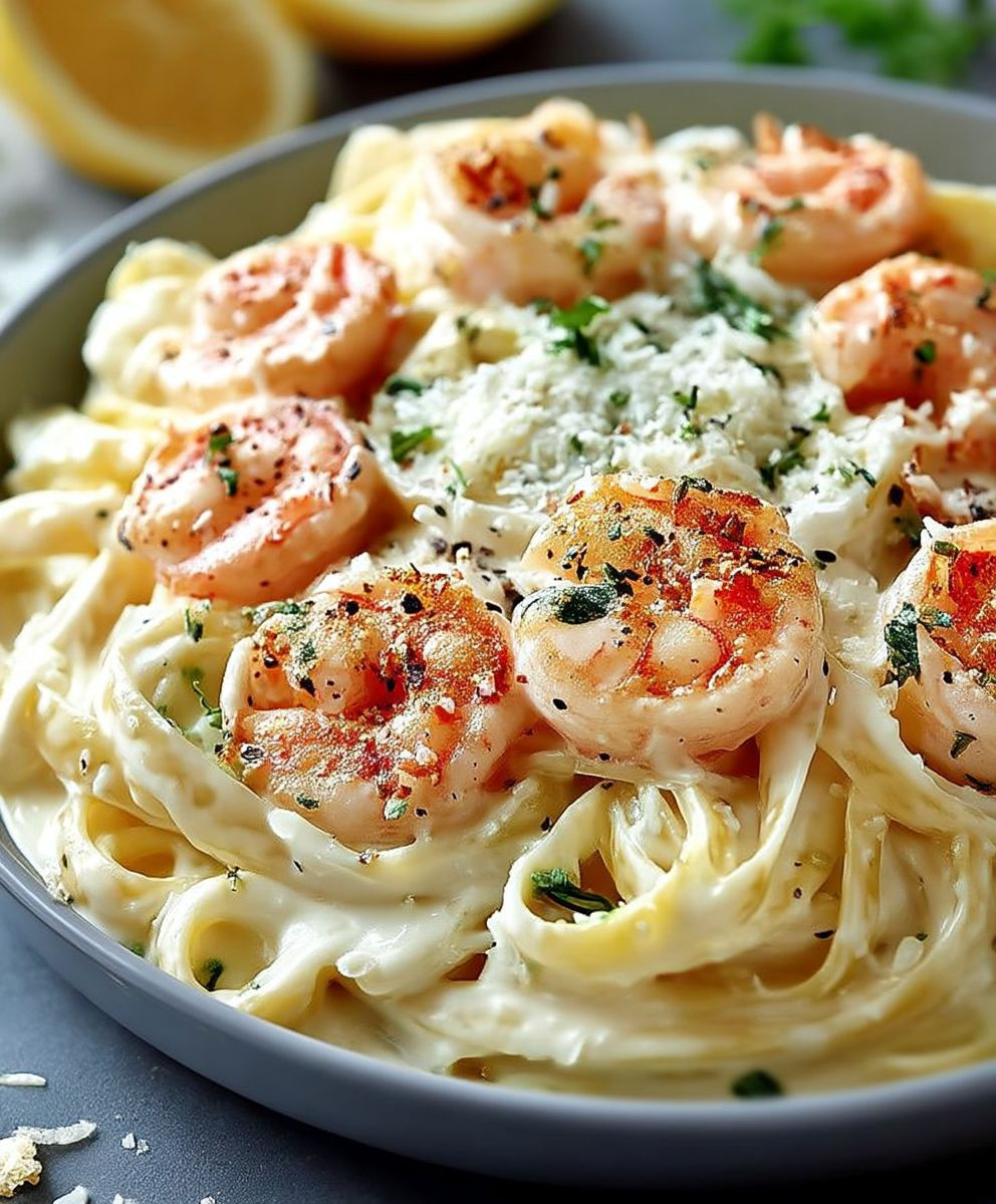 Shrimp Alfredo quick easy dinner