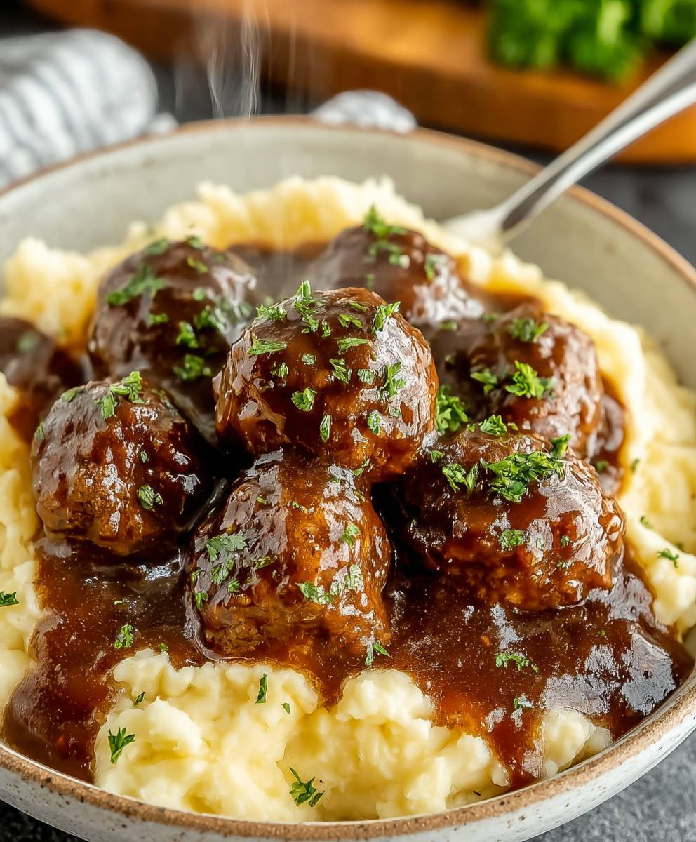 Slow Cooker Salisbury Steak Meatballs