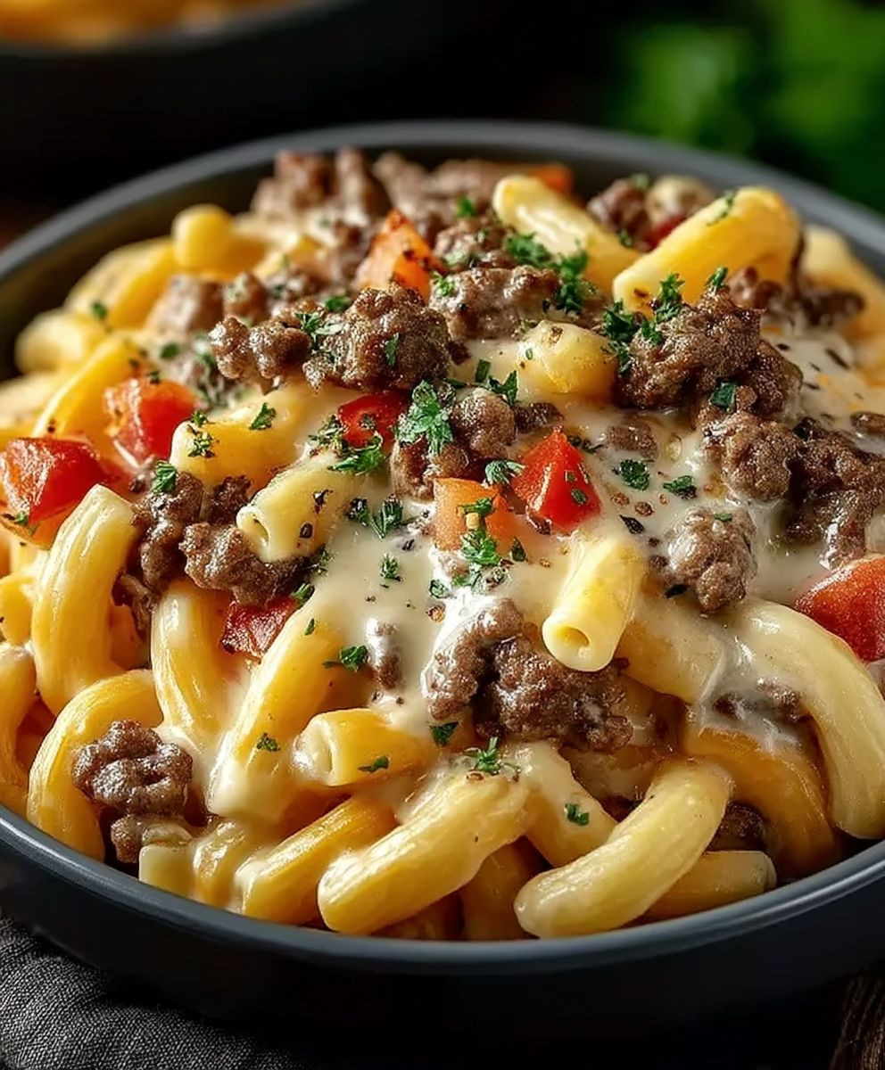 Cheeseburger Alfredo Pasta