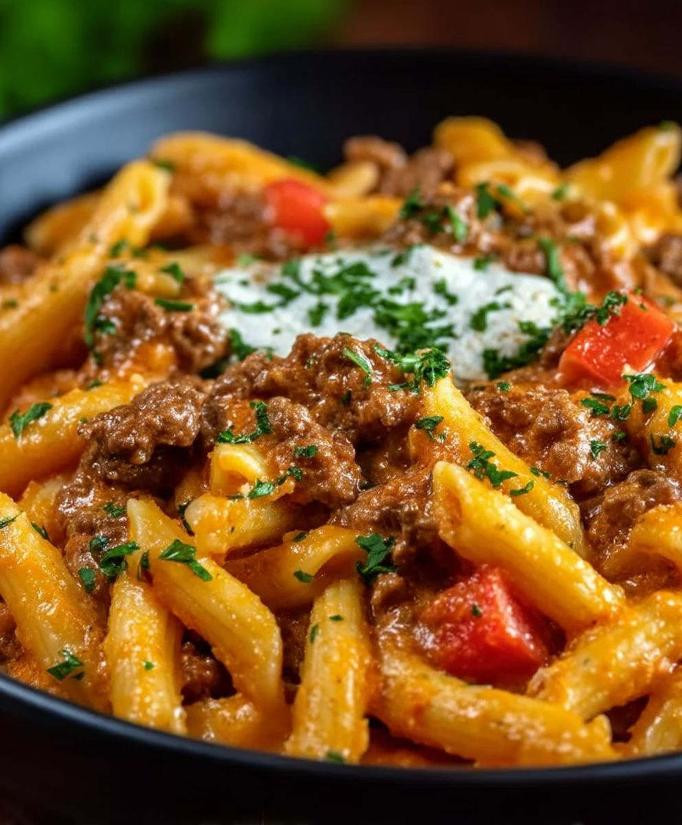 High protein beef pasta