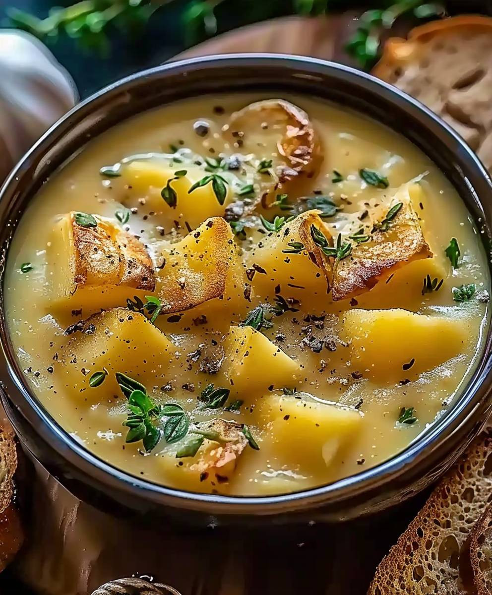 Cheddar Garlic Potato Soup
