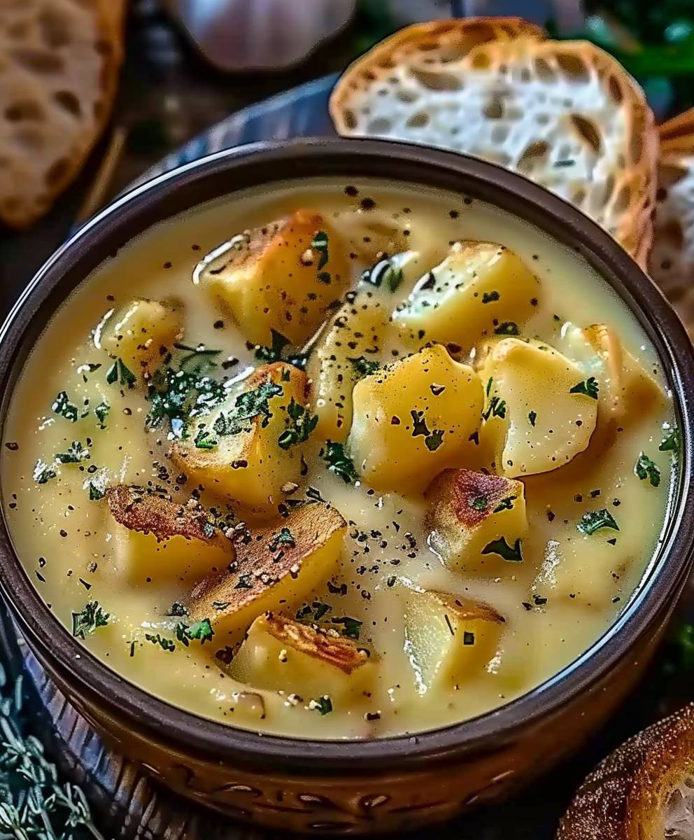 Cheddar Garlic Potato Soup