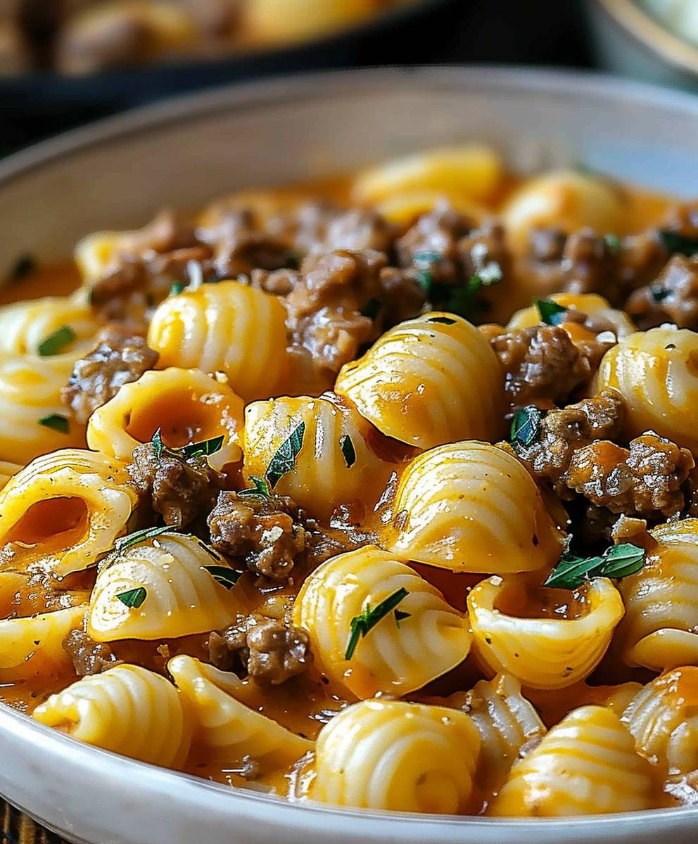 Creamy Beef Shells Pasta
